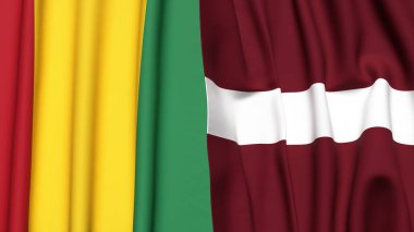 Guinea ve LATVIA bayrakları gerçekçi kumaş dokusuyla