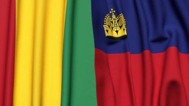 Guinea ve LIECHTENSTEIN bayrakları gerçekçi kumaş dokusuyla