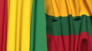 Guinea ve LITHUANIA bayrakları gerçekçi kumaş dokusuyla