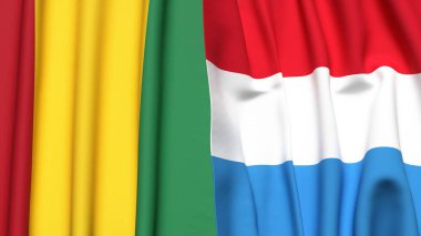 Guinea ve LUXEMBOURG bayrakları gerçekçi kumaş dokusuyla