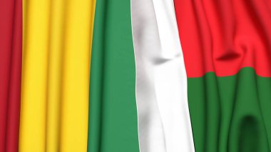 Guinea ve MADAGASCAR bayrakları gerçekçi kumaş dokusuyla