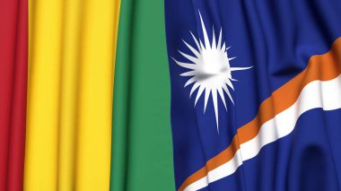 Guinea ve Marshall adalarının bayrakları gerçekçi kumaş dokusuna sahiptir.