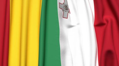 Guinea ve MALTA bayrakları gerçekçi kumaş dokusuyla