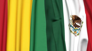 Guinea ve Meksiko bayrakları gerçekçi kumaş dokusuyla