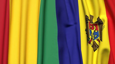 Guinea ve MOLDOVA bayrakları gerçekçi kumaş dokusuna sahip