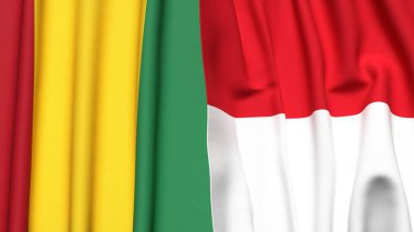 Guinea ve Monako bayrakları gerçekçi kumaş desenli.