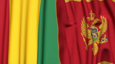 Guinea ve MonteneGRO bayrakları gerçekçi kumaş dokusuyla