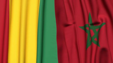 Guinea ve MoroCCO bayrakları gerçekçi kumaş dokusuyla