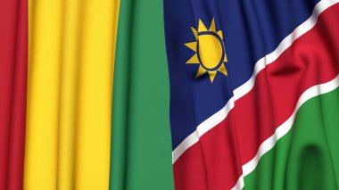 Guinea ve NAMIBIA bayrakları gerçekçi kumaş dokusuyla