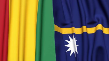 Guinea ve NAURU bayrakları gerçekçi kumaş dokusuyla