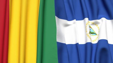 Guinea ve NICARAGUA bayrakları gerçekçi kumaş dokusuna sahiptir.