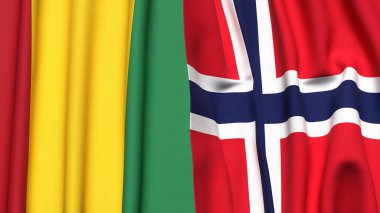 Guinea ve NORway bayrakları gerçekçi kumaş dokusuyla