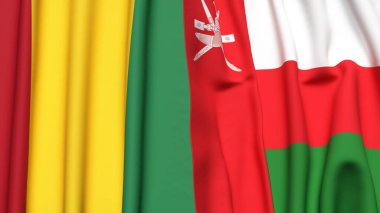 Guinea ve OMAN bayrakları gerçekçi kumaş desenli