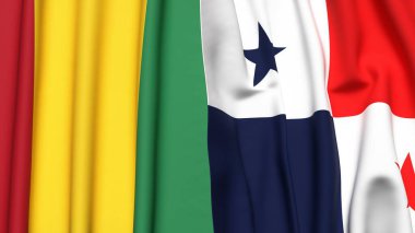 Guinea ve Panama bayrakları gerçekçi kumaş dokusuyla