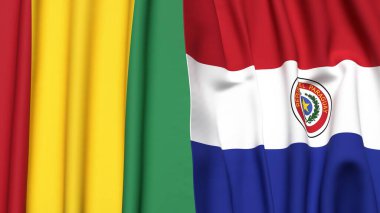 Guinea ve Paraguay bayrakları gerçekçi kumaş dokusuyla