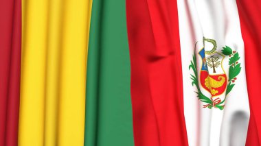 Guinea ve Peru 'nun gerçekçi kumaşlı bayrakları