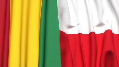 Guinea ve POLAND bayrakları gerçekçi kumaş dokusuyla