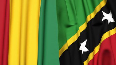 Guinea ve Saint Kitts bayrakları gerçekçi kumaş dokusuyla