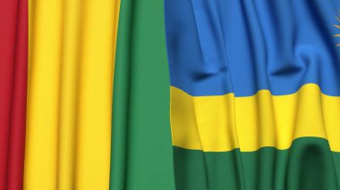 Guinea ve Rwanda bayrakları gerçekçi kumaş dokusuyla