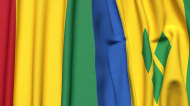 Guinea ve Saint Venture bayrakları gerçekçi kumaş dokusuna sahiptir.