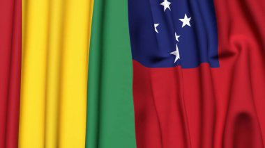 Guinea ve SAMOA bayrakları gerçekçi kumaş dokusuyla