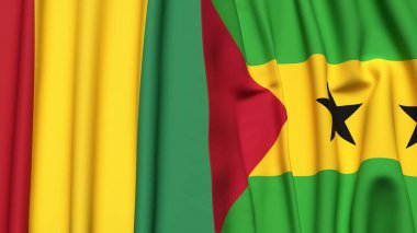 Guinea ve SAO TOME bayrakları gerçekçi kumaş dokusuyla