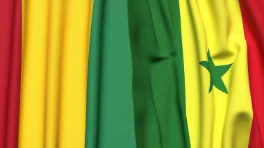 Guinea ve SENEGAL bayrakları gerçekçi kumaş dokusuyla