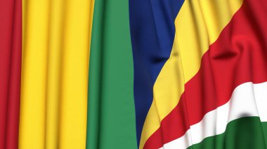 Guinea ve SEYCHELLES bayrakları gerçekçi kumaş dokusuyla