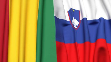 Guinea ve SLOVENIA bayrakları gerçekçi kumaş dokusuyla