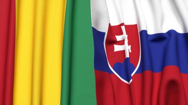 Guinea ve SLOVAKIA bayrakları gerçekçi kumaş dokusuyla