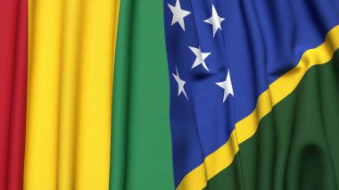 Guinea ve SOLOMON Adaları bayrakları gerçekçi kumaş dokusuna sahiptir.