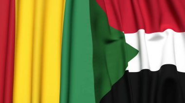 Guinea bayrakları ve gerçekçi kumaş dokusuna sahip SUDAN