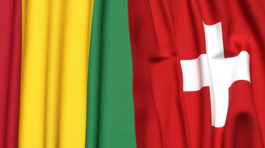 Guinea ve SWitness ZERLAND bayrakları gerçekçi kumaş dokusuyla