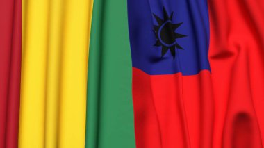 Guinea ve Tayvan bayrakları gerçekçi kumaş dokusuna sahiptir.