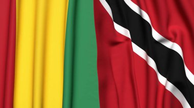 Gerçekçi kumaş dokusuna sahip Guinea ve TRINIDAD bayrakları