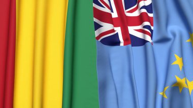 Guinea ve TUVALU bayrakları gerçekçi kumaş dokusuyla