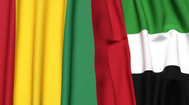 Guinea ve BAE bayrakları gerçekçi kumaş dokusuyla