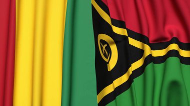Guinea ve VANUATU bayrakları gerçekçi kumaş dokusuyla