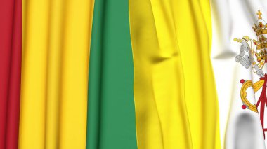 Guinea ve VATICAN bayrakları gerçekçi kumaş dokusuna sahip