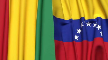Guinea ve Venezuela bayrakları gerçekçi kumaş dokusuyla
