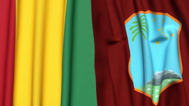 Guinea ve Batı Hint Adaları bayrakları gerçekçi kumaş dokusuyla