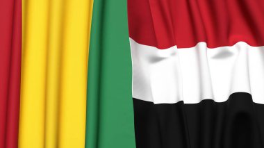 Guinea ve YEmen bayrakları gerçekçi kumaş dokusuyla