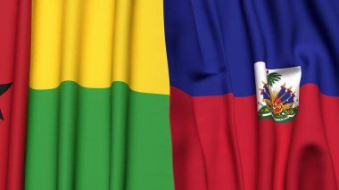 Guinea-BISSAU ve HAITI bayrakları gerçekçi kumaş dokusuyla