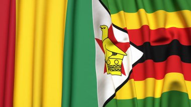 Guinea ve ZIMBABWE bayrakları gerçekçi kumaş dokusuyla