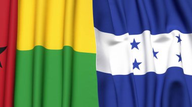 Guinea-BISSAU ve HONDURAS bayrakları gerçekçi kumaş dokusuyla
