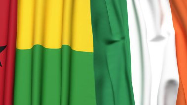 Guinea-BISSAU ve IRELAND bayrakları gerçekçi kumaş dokusuyla