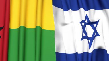 Guinea-BISSAU ve İsrail 'in gerçekçi kumaş dokusuna sahip bayrakları