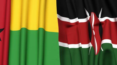 Guinea-BISSAU ve KENYA bayrakları gerçekçi kumaş dokusuyla