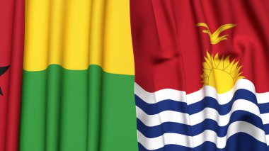 Guinea-BISSAU ve KIRIBATI bayrakları gerçekçi kumaş dokusuyla