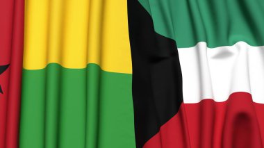 Guinea-BISSAU ve KUWAIT bayrakları gerçekçi kumaş dokusuyla